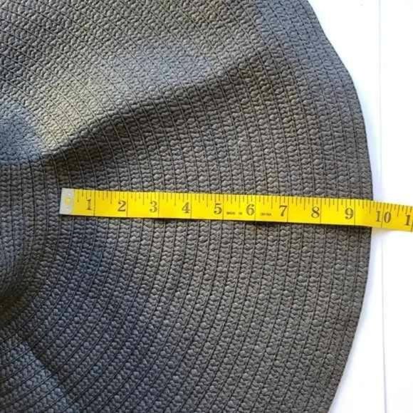 Oversized Black Beach Straw Large Wide Brim Visor Handmade Hat Size 5-7 1/4 - Picture 6 of 11
